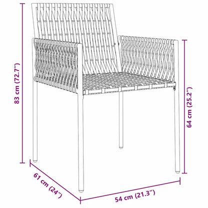 Tuin Eetset 7 Pcs Zwart Poly Riet