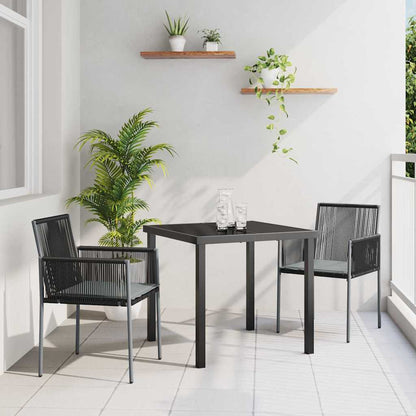 Tuin eettafelset 3 pcs Zwart PE Rattan