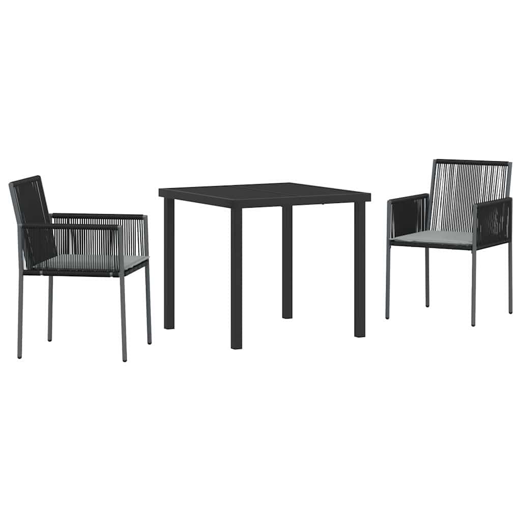 Tuin eettafelset 3 pcs Zwart PE Rattan