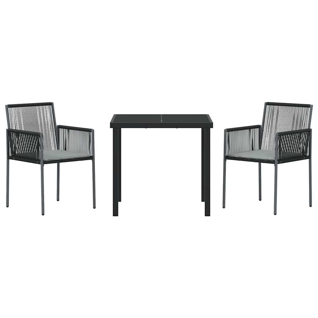 Tuin eettafelset 3 pcs Zwart PE Rattan