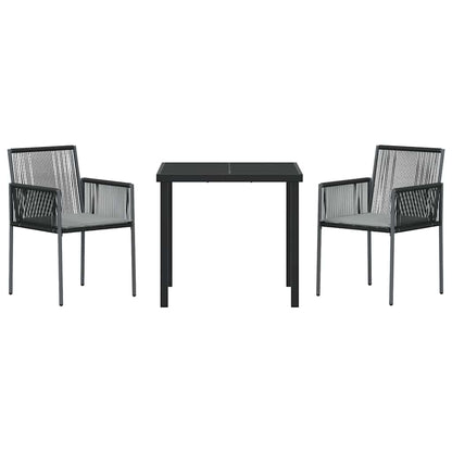 Tuin eettafelset 3 pcs Zwart PE Rattan