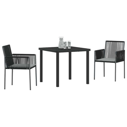 Tuin eettafelset 3 pcs Zwart PE Rattan