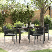 Tuin eettafelset 5 pcs Zwart PE Rattan