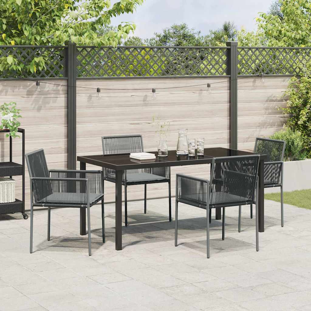 Tuin eettafelset 5 pcs Zwart PE Rattan