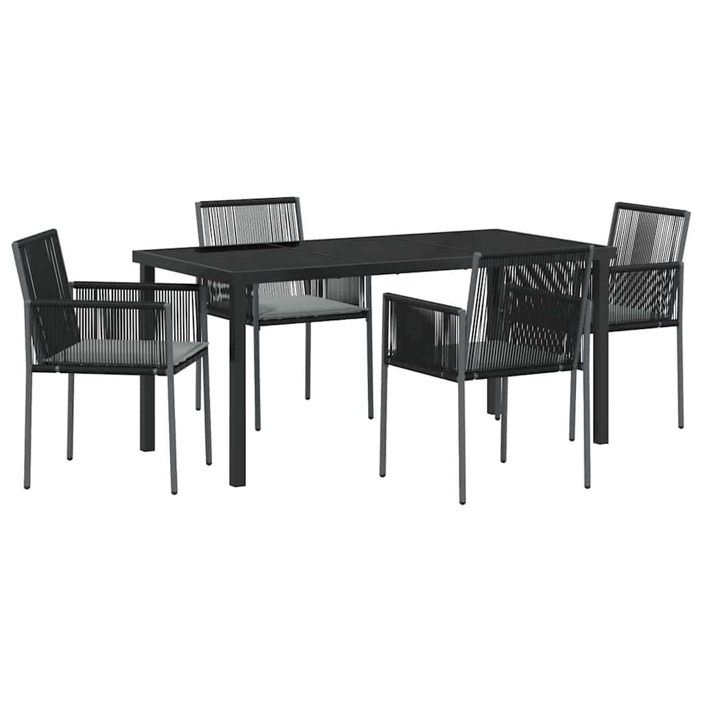 Tuin eettafelset 5 pcs Zwart PE Rattan