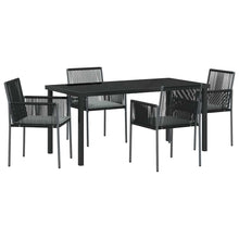 Tuin eettafelset 5 pcs Zwart PE Rattan
