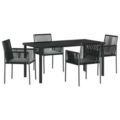 Tuin eettafelset 5 pcs Zwart PE Rattan