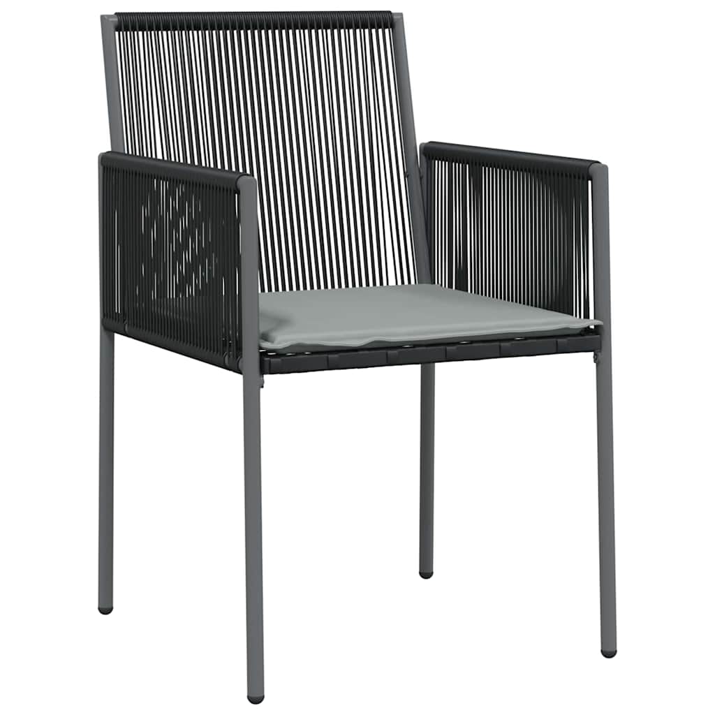 Tuin eettafelset 5 pcs Zwart PE Rattan