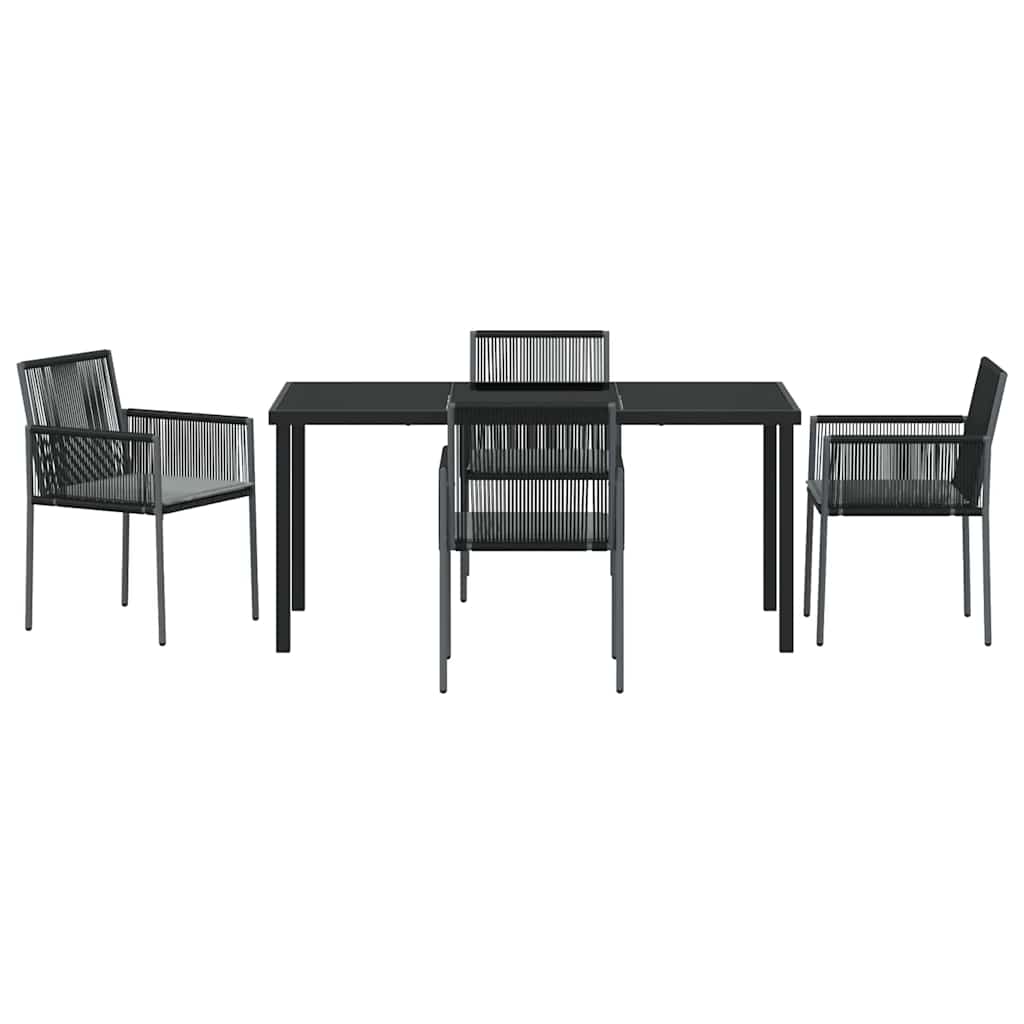 Tuin eettafelset 5 pcs Zwart PE Rattan