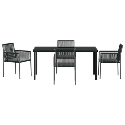 Tuin eettafelset 5 pcs Zwart PE Rattan