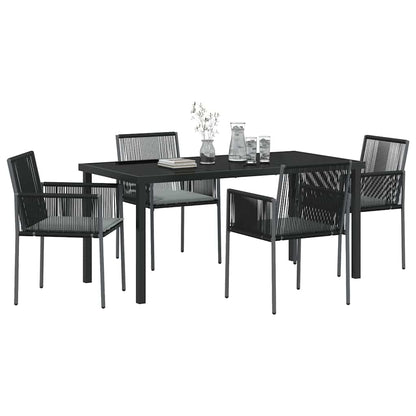 Tuin eettafelset 5 pcs Zwart PE Rattan