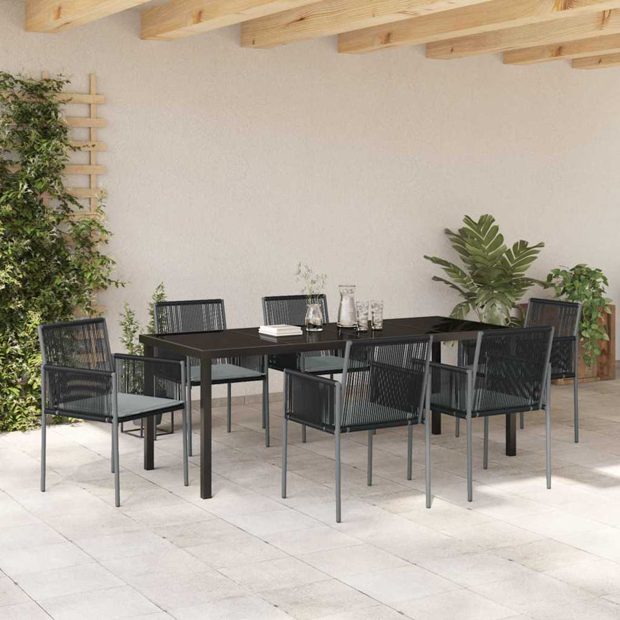 Tuin Eettafelset 7 Pcs Zwart Pe Rattan