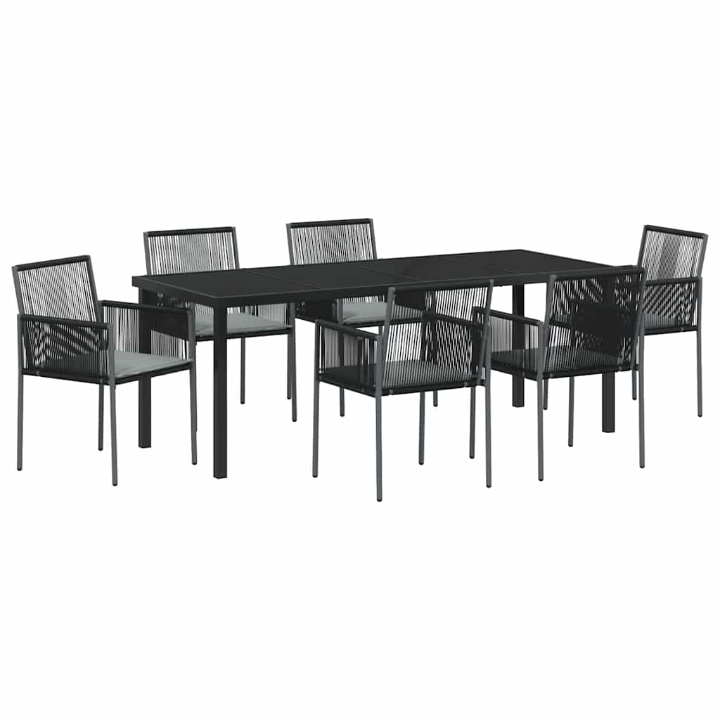 Tuin Eettafelset 7 Pcs Zwart Pe Rattan