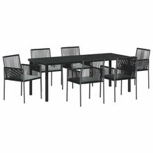 Tuin Eettafelset 7 Pcs Zwart Pe Rattan