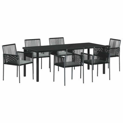 Tuin Eettafelset 7 Pcs Zwart Pe Rattan