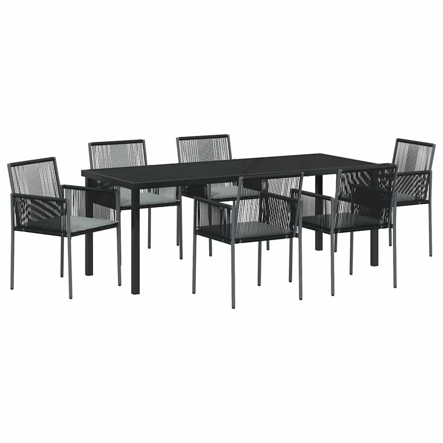 Tuin Eettafelset 7 Pcs Zwart Pe Rattan