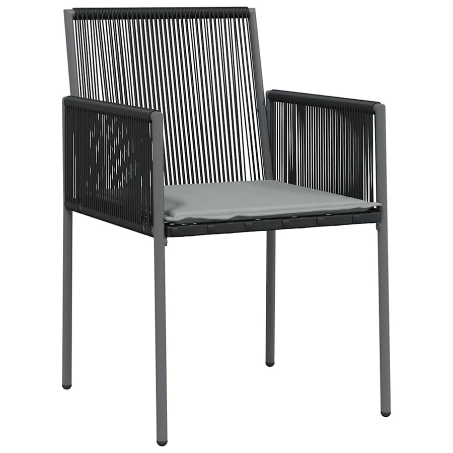 Tuin Eettafelset 7 Pcs Zwart Pe Rattan