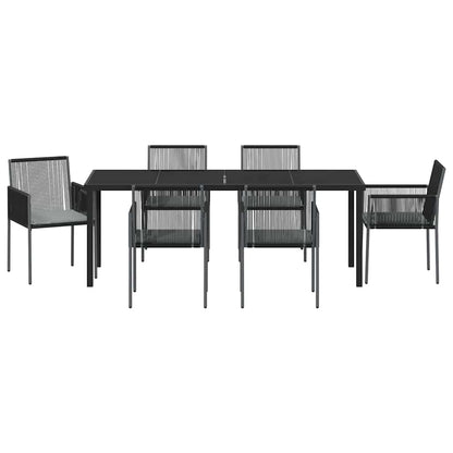 Tuin Eettafelset 7 Pcs Zwart Pe Rattan