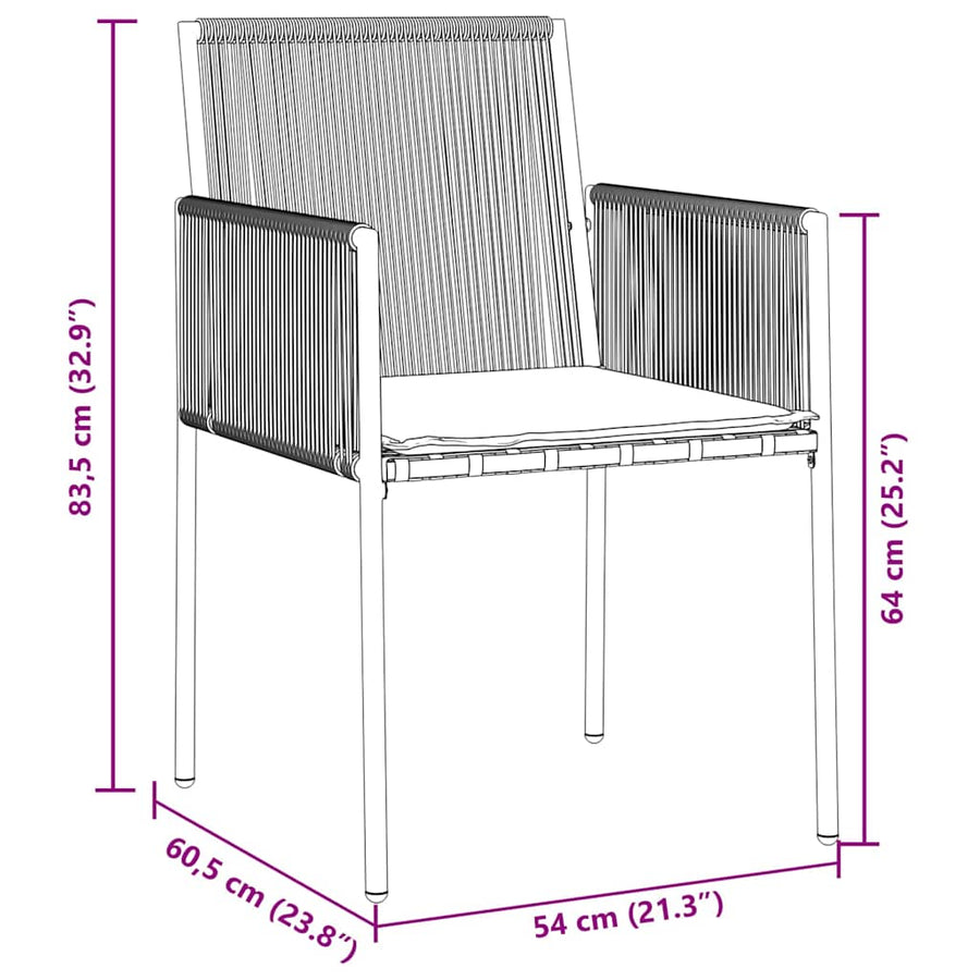 Tuin Eettafelset 7 Pcs Zwart Pe Rattan