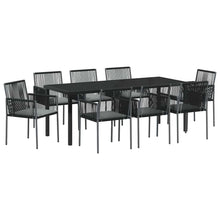 Tuin Eettafelset 9 Pcs Zwart Pe Rattan