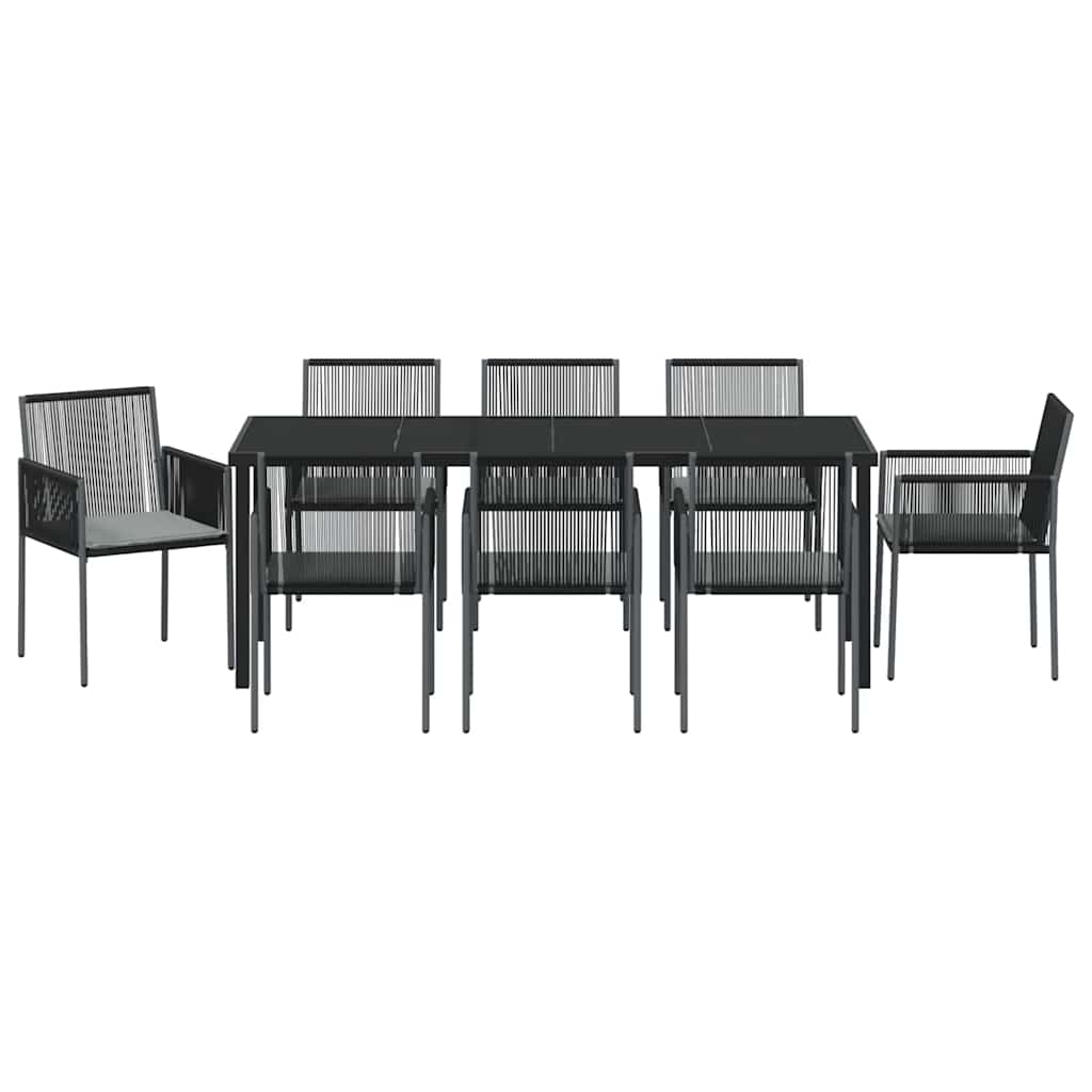 Tuin Eettafelset 9 Pcs Zwart Pe Rattan