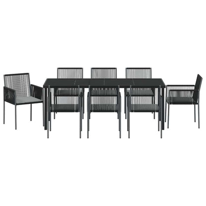Tuin Eettafelset 9 Pcs Zwart Pe Rattan
