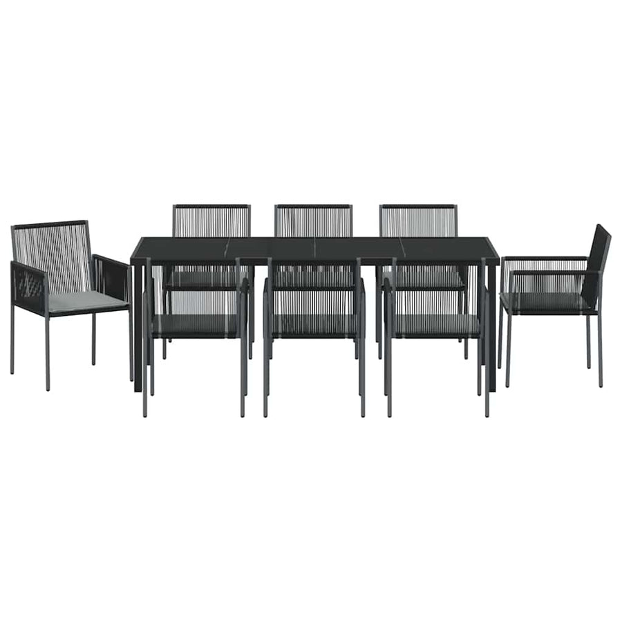 Tuin Eettafelset 9 Pcs Zwart Pe Rattan