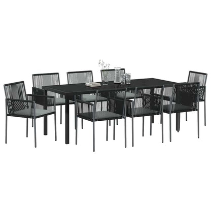 Tuin Eettafelset 9 Pcs Zwart Pe Rattan