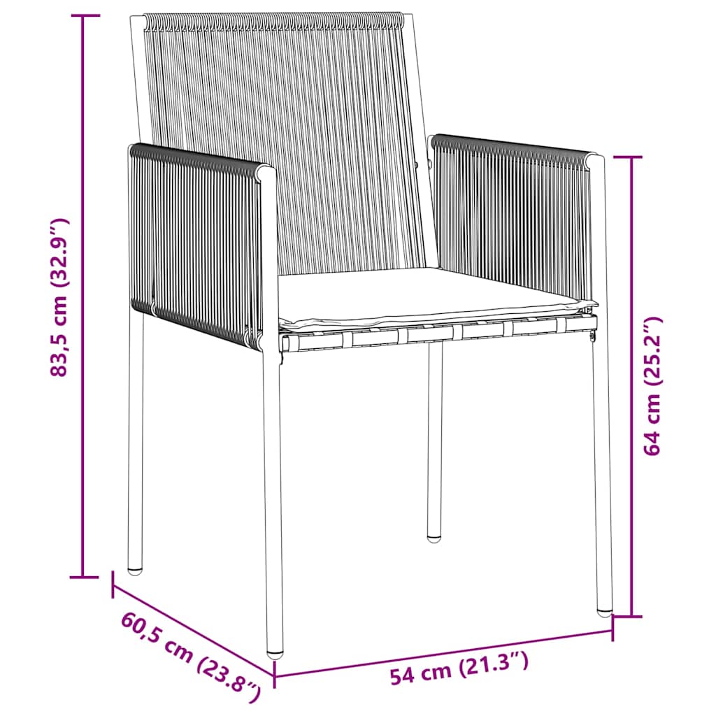 Tuin Eettafelset 9 Pcs Zwart Pe Rattan