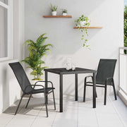 Tuin Eetset 3-delig textilene staal zwart