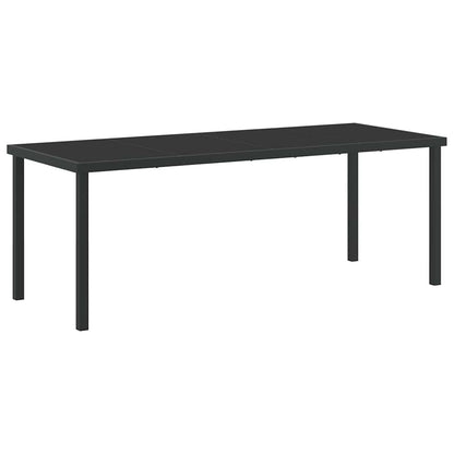 Tuin Eettafelset 7 Pcs Poedercoating Staal 6-persoons Zwart 200 cm