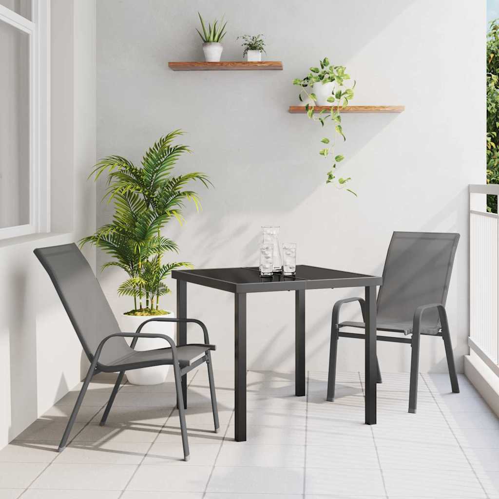Tuin Eetset 3 pcs Grijs Textilene en staal