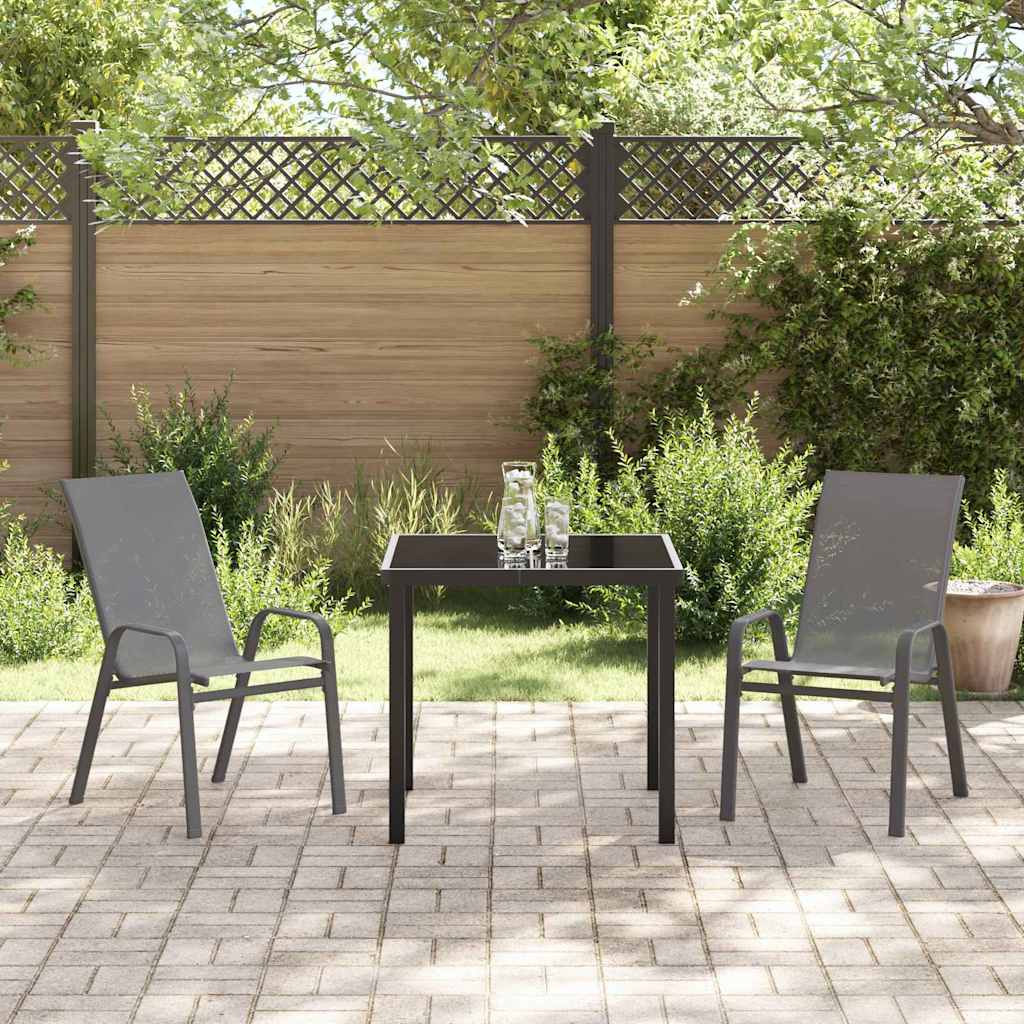 Tuin Eetset 3 pcs Grijs Textilene en staal