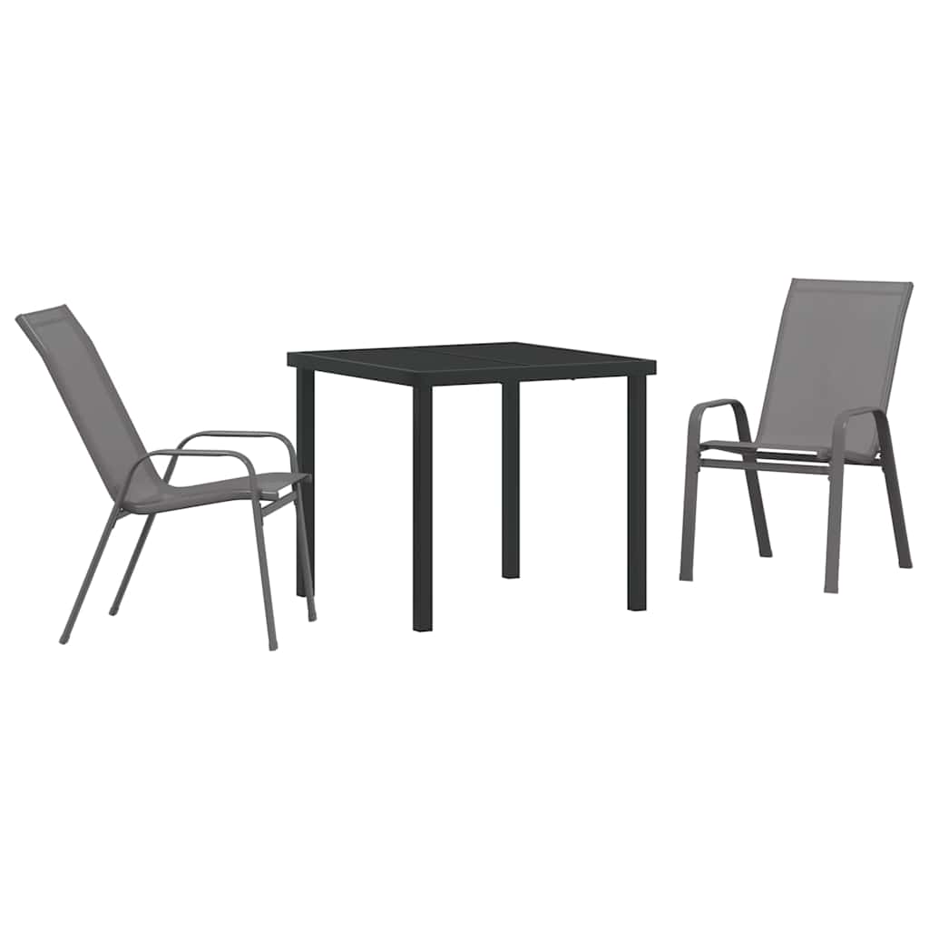 Tuin Eetset 3 pcs Grijs Textilene en staal