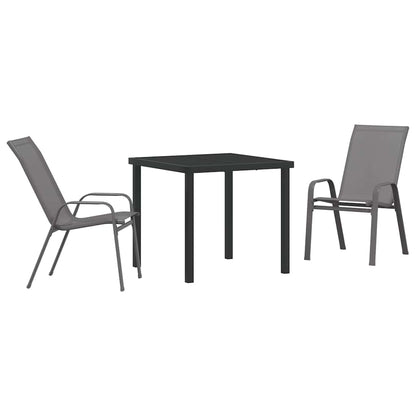 Tuin Eetset 3 pcs Grijs Textilene en staal