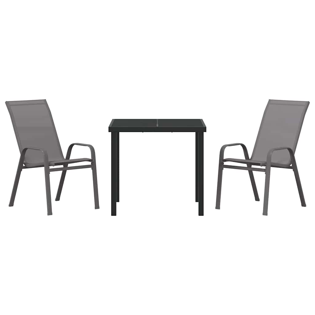 Tuin Eetset 3 pcs Grijs Textilene en staal