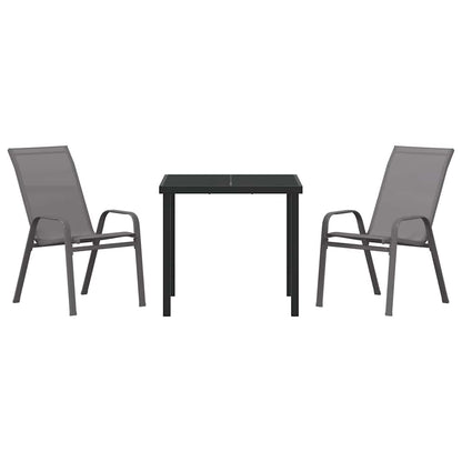 Tuin Eetset 3 pcs Grijs Textilene en staal