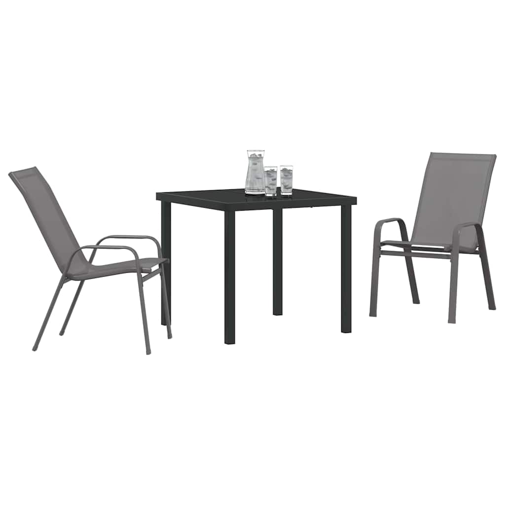 Tuin Eetset 3 pcs Grijs Textilene en staal
