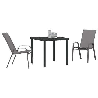 Tuin Eetset 3 pcs Grijs Textilene en staal