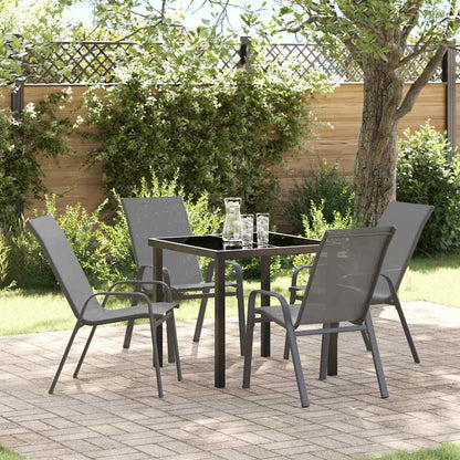 Tuin eettafelset 5 pcs Grijs en zwart Poedercoating staal