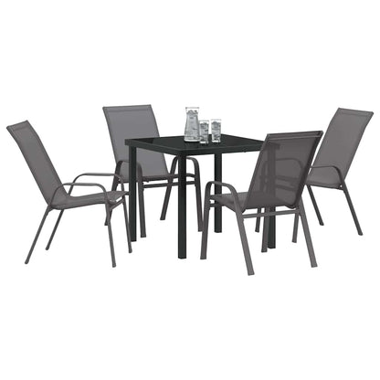 Tuin eettafelset 5 pcs Grijs en zwart Poedercoating staal