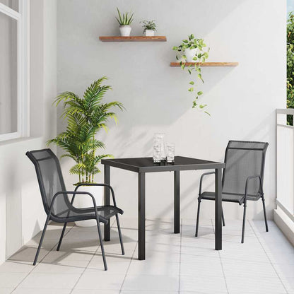 Tuin Eetset 3 pcs Zwart Textilene en staal
