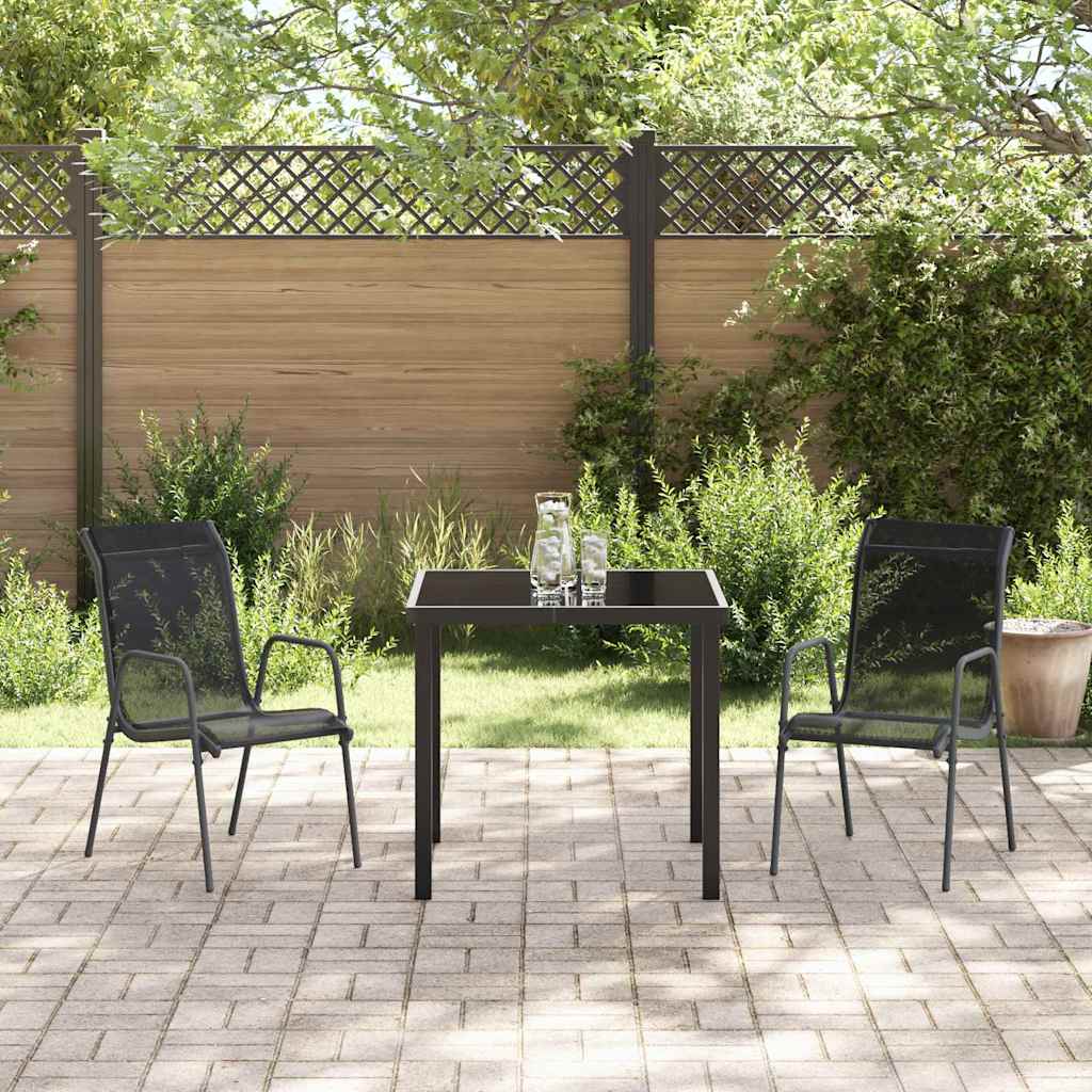 Tuin Eetset 3 pcs Zwart Textilene en staal