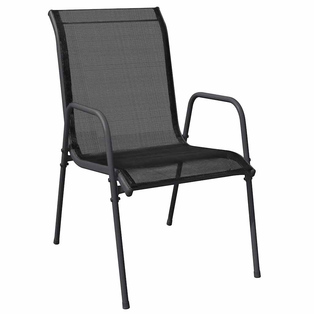 Tuin Eetset 3 pcs Zwart Textilene en staal