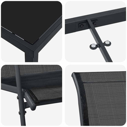 Tuin eettafelset 5 pcs Zwart Gepoedercoat staal