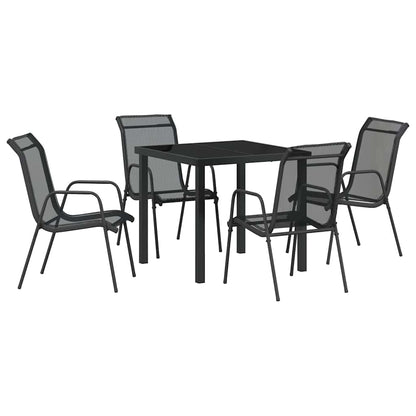 Tuin eettafelset 5 pcs Zwart Gepoedercoat staal
