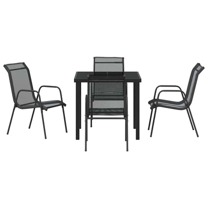 Tuin eettafelset 5 pcs Zwart Gepoedercoat staal