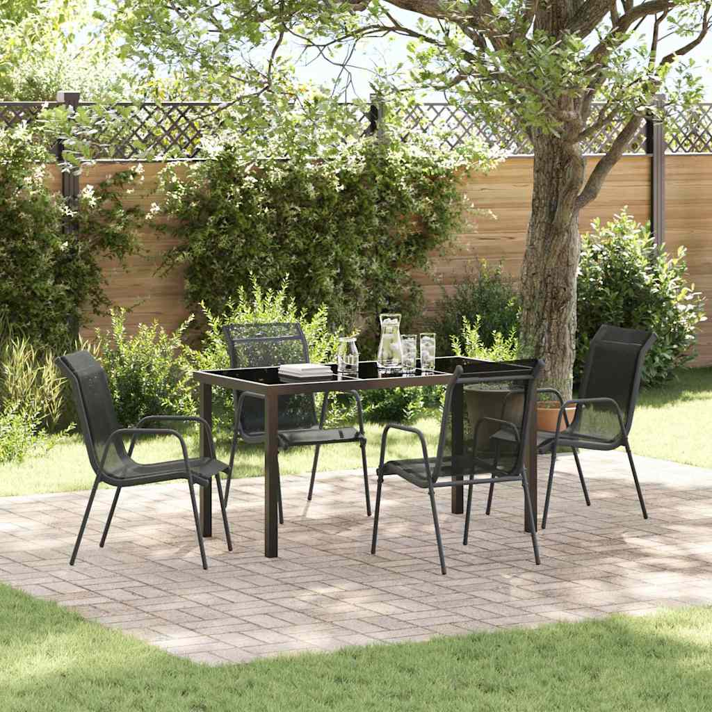 Tuin Eetset 5 Pcs Zwart Textilene En Staal 140 cm