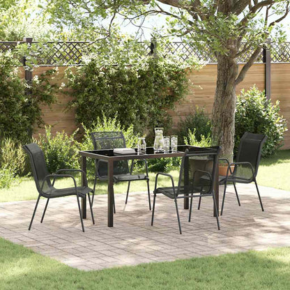Tuin Eetset 5 Pcs Zwart Textilene En Staal 140 cm