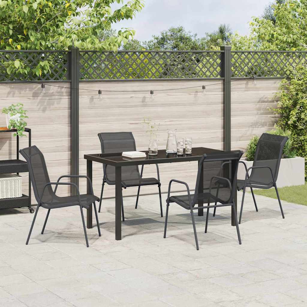 Tuin Eetset 5 Pcs Zwart Textilene En Staal 140 cm